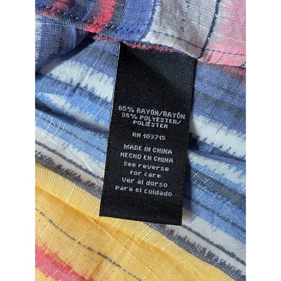 Zac & Rachel Top L Multicolor Striped‎ Ruffle Sleeve Blouse Large - Picture 7 of 11